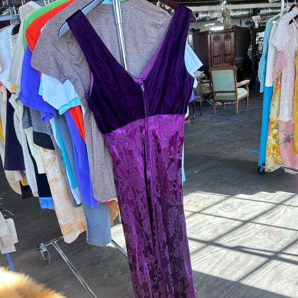 vintage purple velvet floral prom dress roberta whimsygoth formal maxi dress - Picture 12 of 13